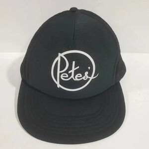 Petes Black Mesh Snapback Mens trucker  hat.
